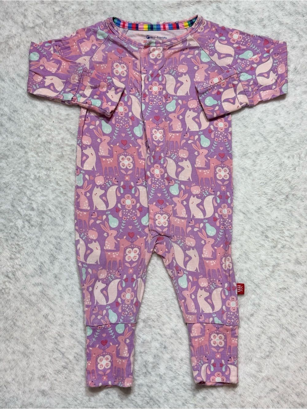 Magnetic Me Woodland Animals Footless Sleeper 0-3M Baby Girl Modal Purple Pink